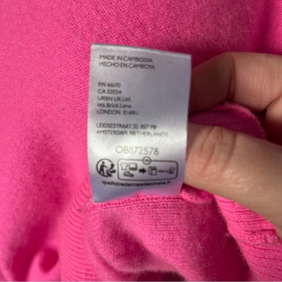 Anthropologie Pilcro the Alani Cashmere Mock Neck Sweater Bright Pink Size XL - Picture 7 of 10